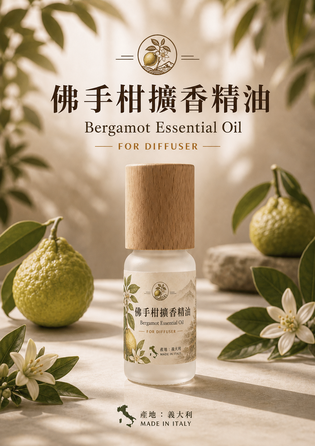 佛手柑擴香石專用精油 Bergamot Essential Oil|義大利冷壓萃取