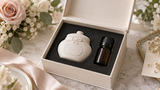 奶油蜂蜜罐造型擴香石婚禮禮盒；造型與包裝示意，實際以打樣確認
