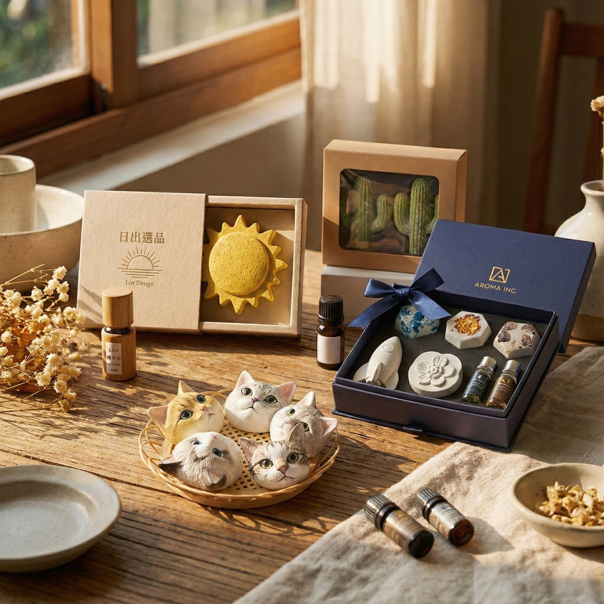 Custom aroma stone with fragrance oil and gift packaging